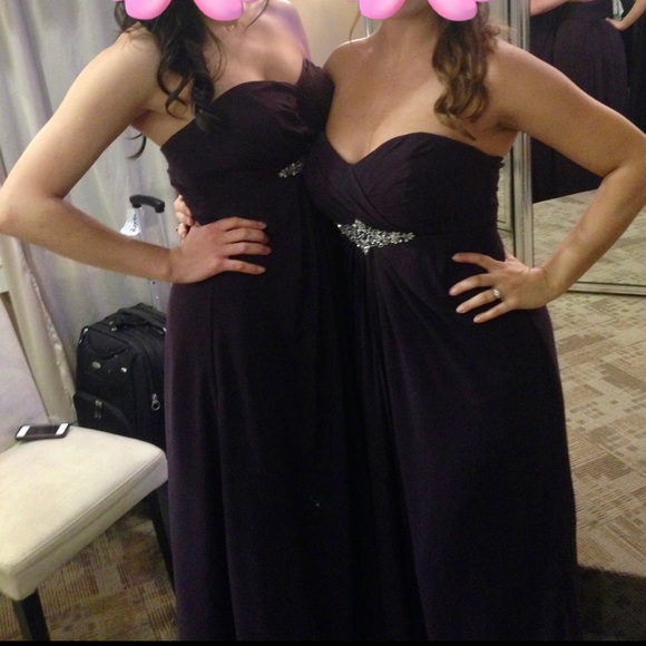 Bill Levkoff Bridesmaid Formal Strapless Floor Length Eggplant Dress sz 8 - Picture 2 of 7